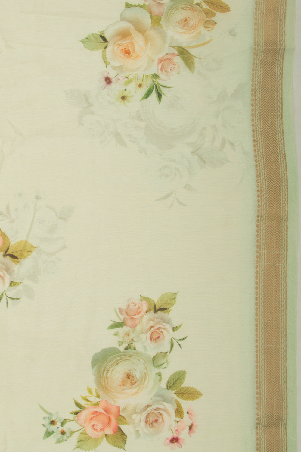 Chanderi Silk Floral Printed Green Saree