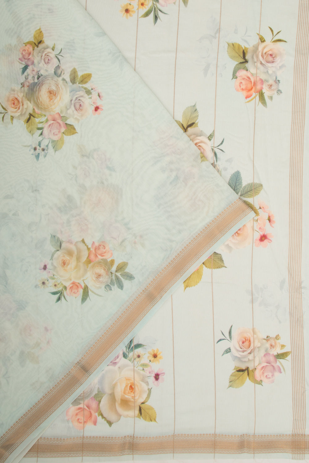 Chanderi Silk Floral Printed Pastel Green Saree