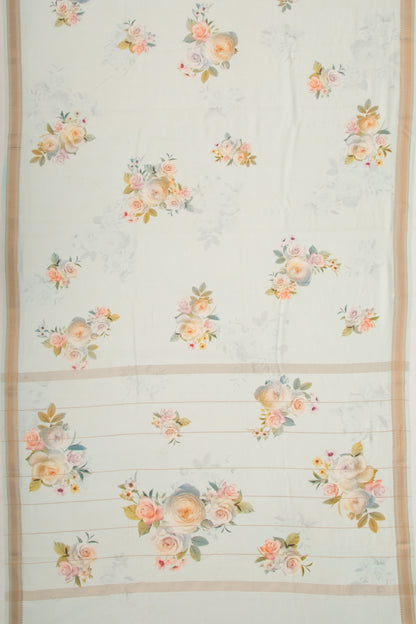 Chanderi Silk Floral Printed Pastel Green Saree