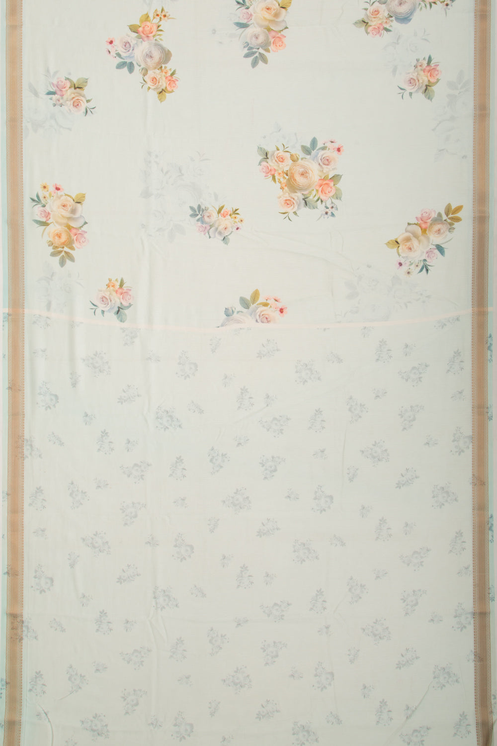 Chanderi Silk Floral Printed Pastel Green Saree