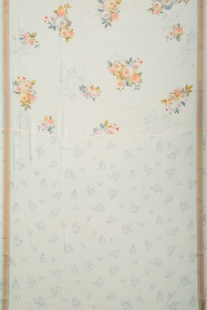 Chanderi Silk Floral Printed Pastel Green Saree