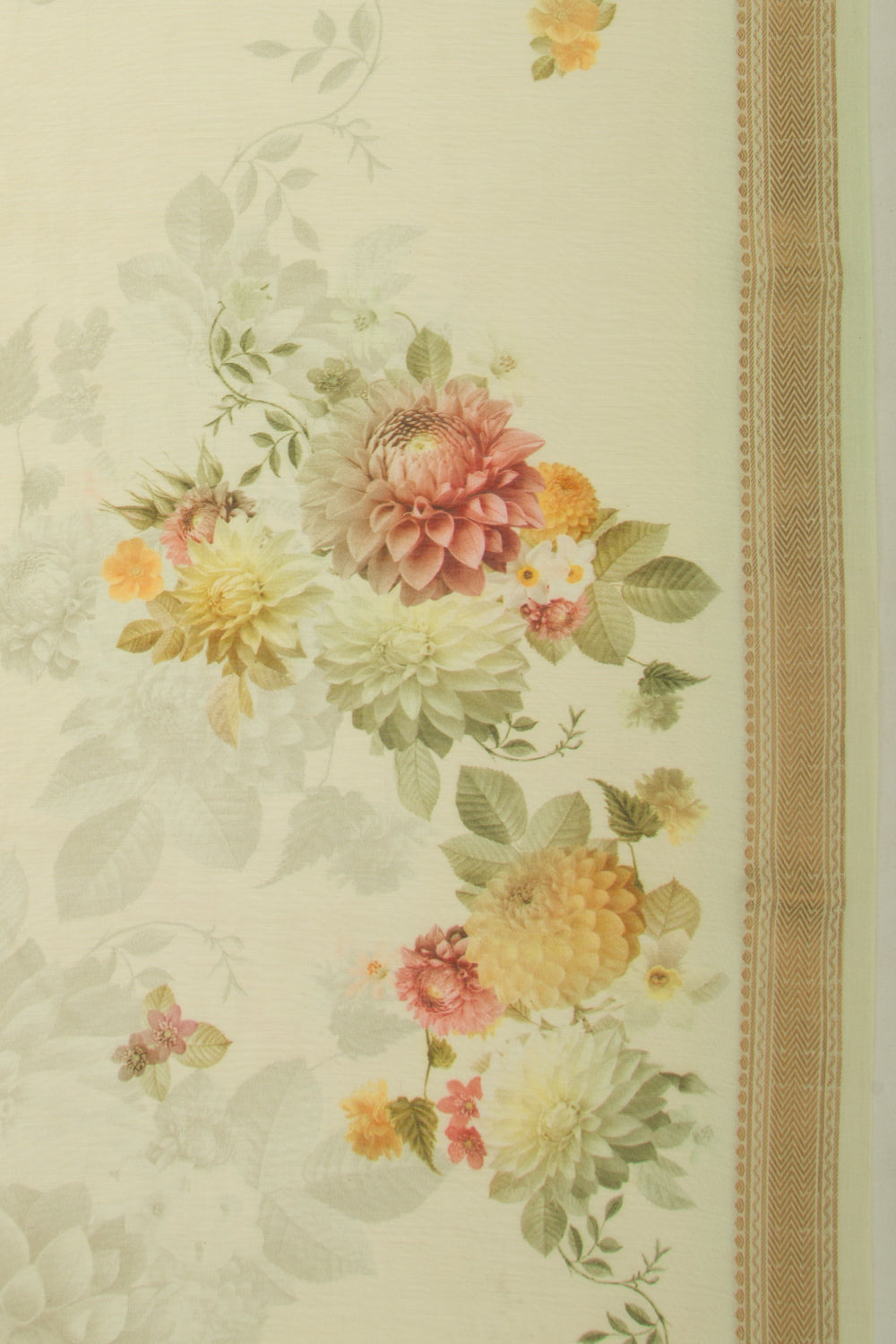 Chanderi Silk Floral Printed Green Saree