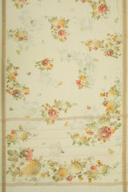 Chanderi Silk Floral Printed Green Saree