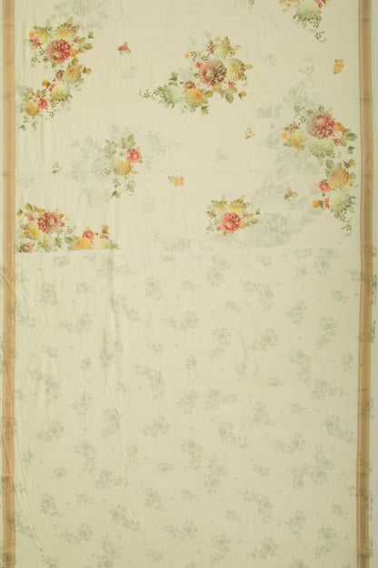 Chanderi Silk Floral Printed Green Saree