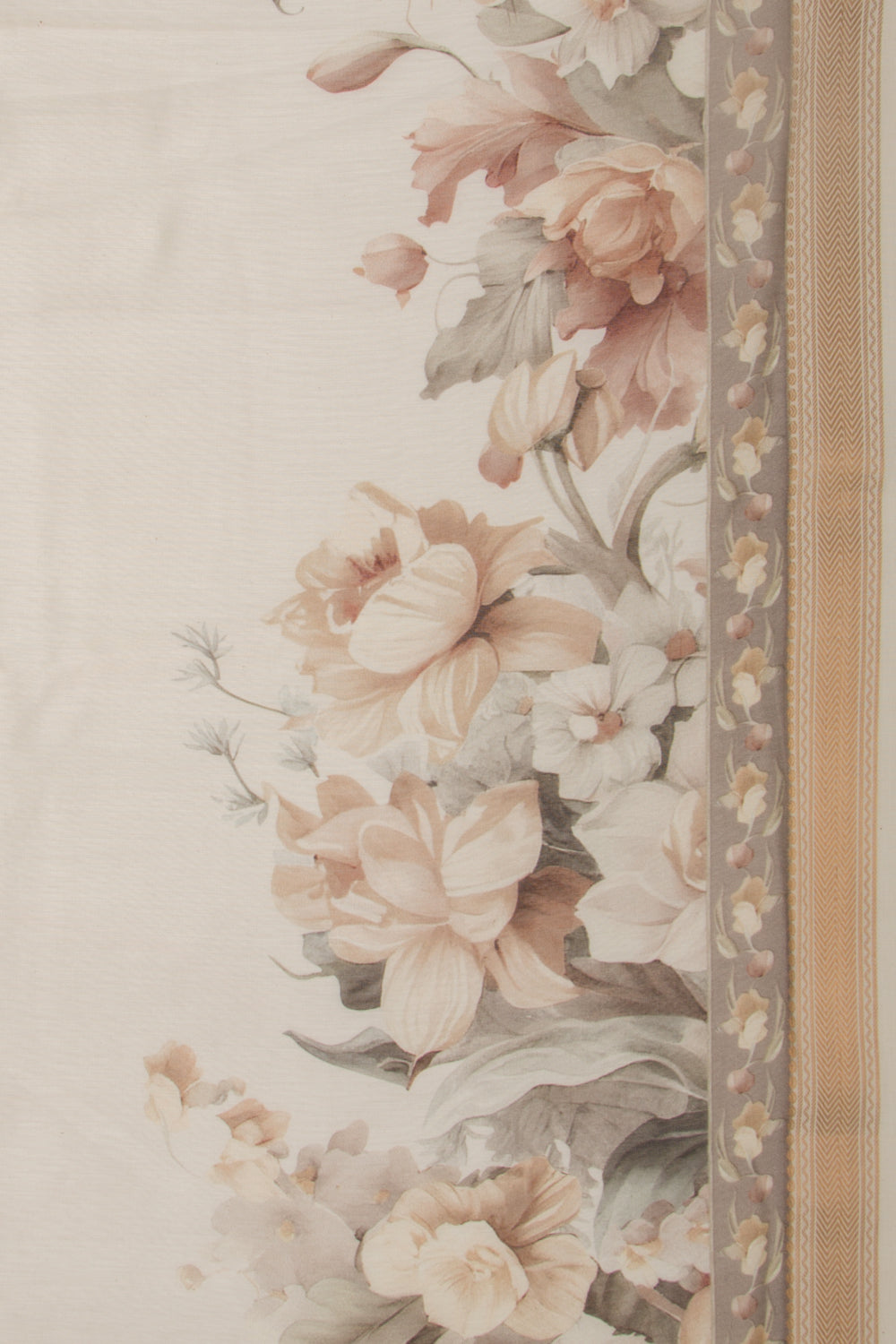 Chanderi Silk Floral Printed Off White Saree