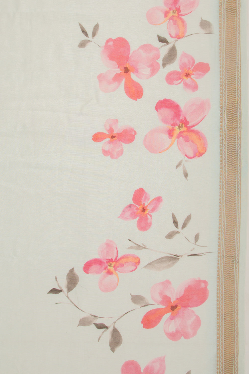 Chanderi Silk Floral Printed Pastel Blue Saree