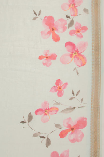 Chanderi Silk Floral Printed Pastel Blue Saree