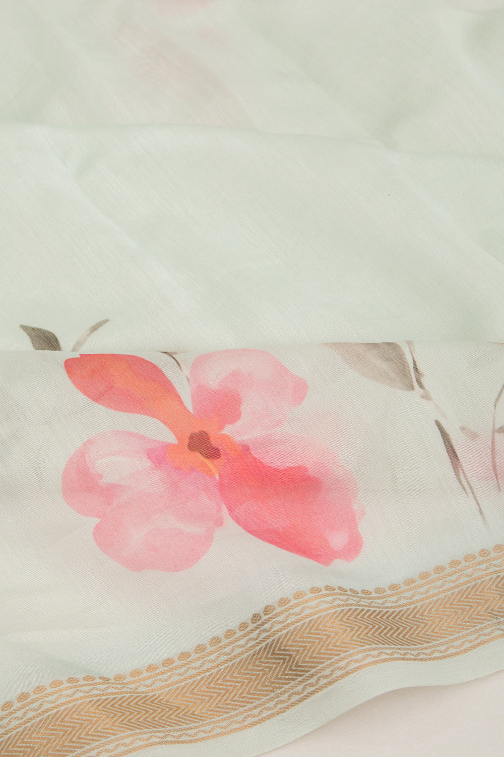 Chanderi Silk Floral Printed Pastel Blue Saree