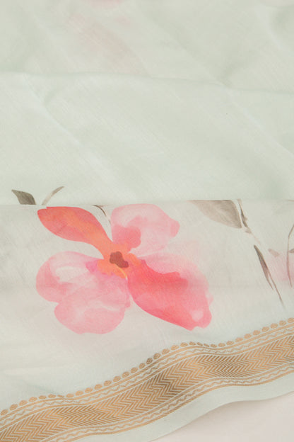 Chanderi Silk Floral Printed Pastel Blue Saree