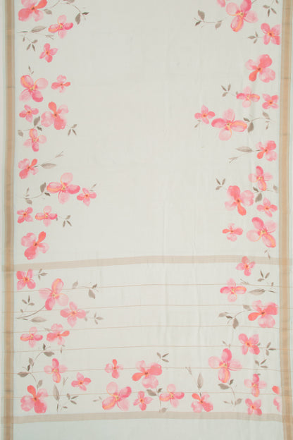 Chanderi Silk Floral Printed Pastel Blue Saree