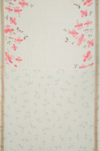 Chanderi Silk Floral Printed Pastel Blue Saree