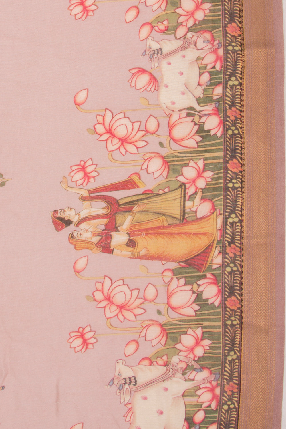 Chanderi Silk Pichwai Printed Lilac Saree