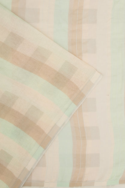 Linen Geometrical Lines Cream Saree