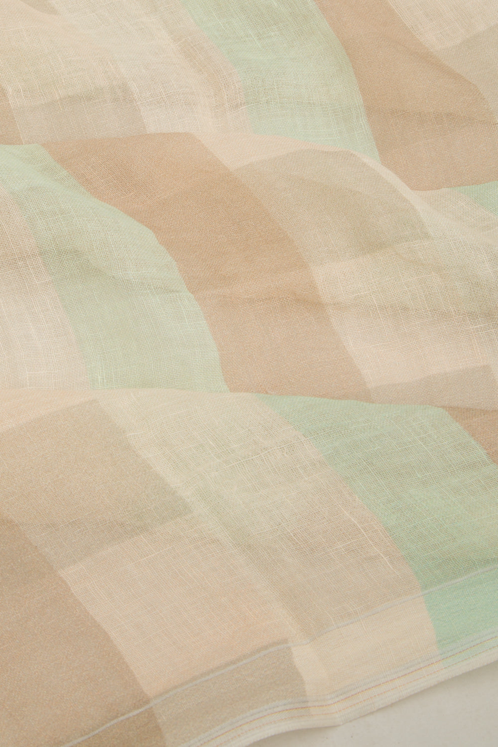 Linen Geometrical Lines Cream Saree