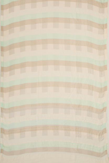 Linen Geometrical Lines Cream Saree