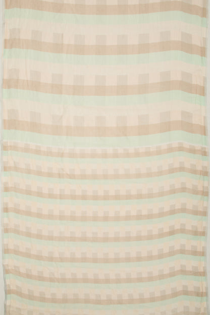 Linen Geometrical Lines Cream Saree