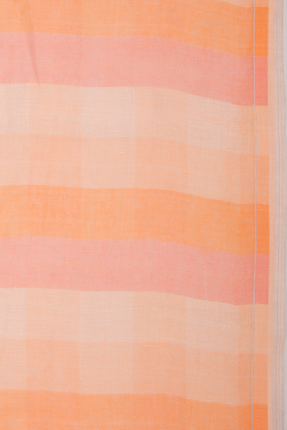 Linen Geometrical Lines Pastel Orange Saree