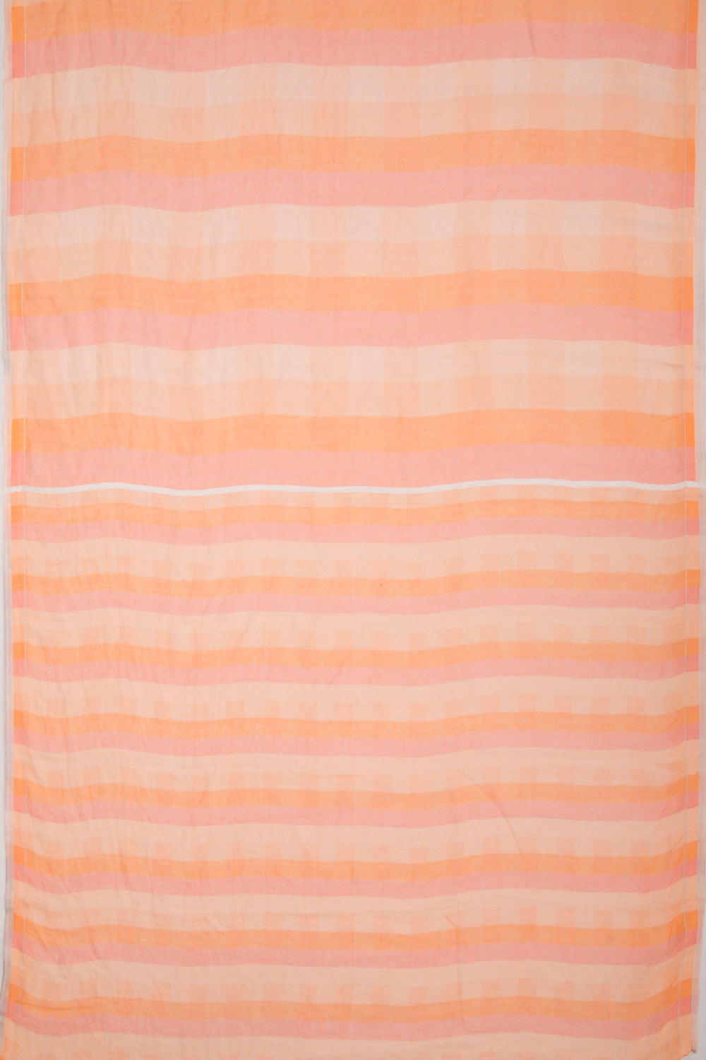 Linen Geometrical Lines Pastel Orange Saree