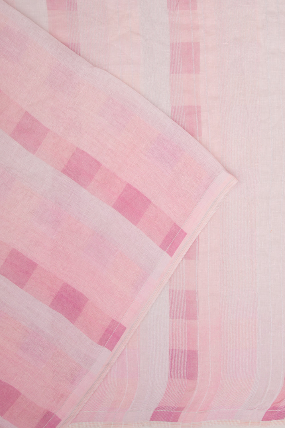 Linen Geometrical Lines Baby Pink Saree