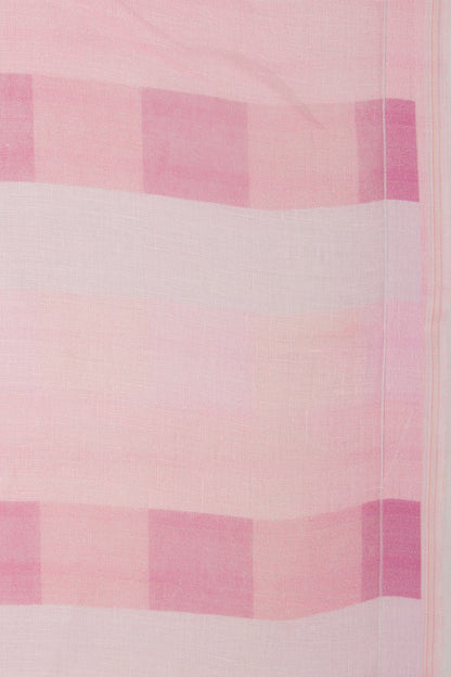Linen Geometrical Lines Baby Pink Saree