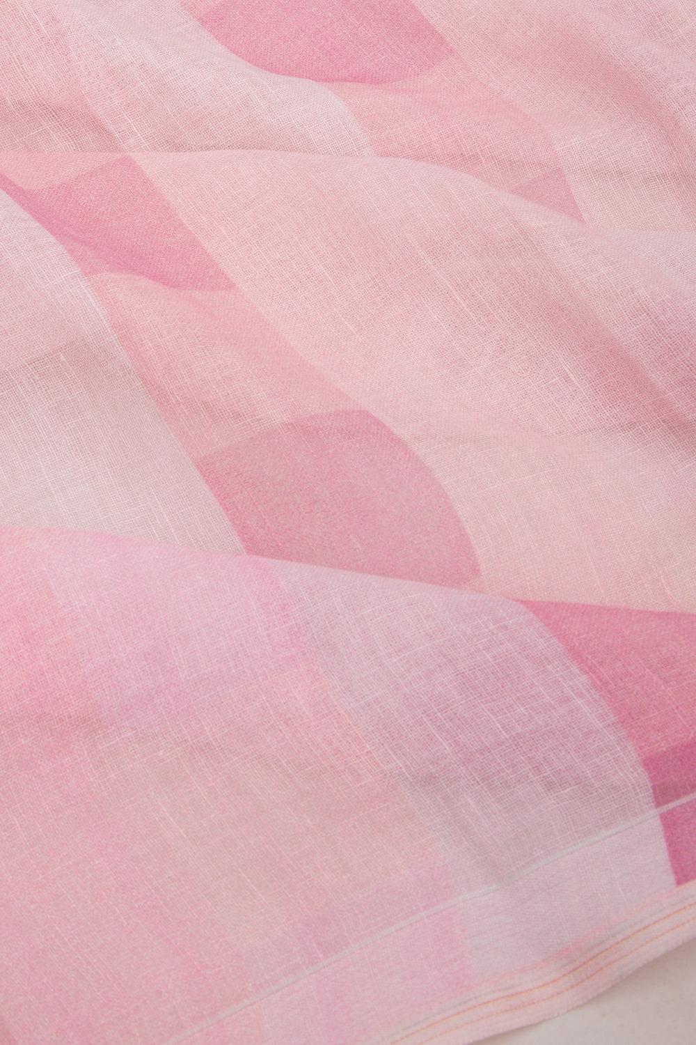 Linen Geometrical Lines Baby Pink Saree