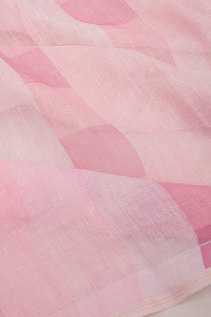 Linen Geometrical Lines Baby Pink Saree