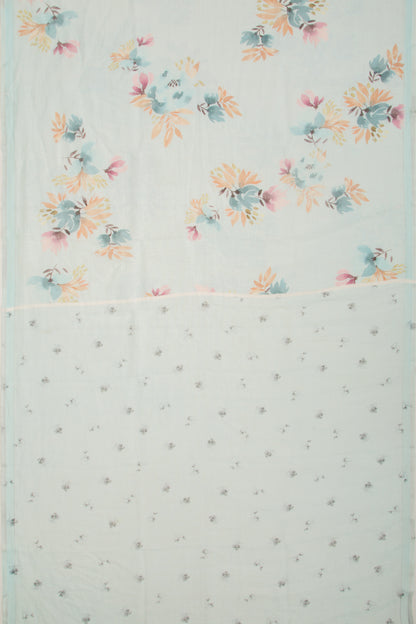 Linen Floral Printed Pastel Blue Saree
