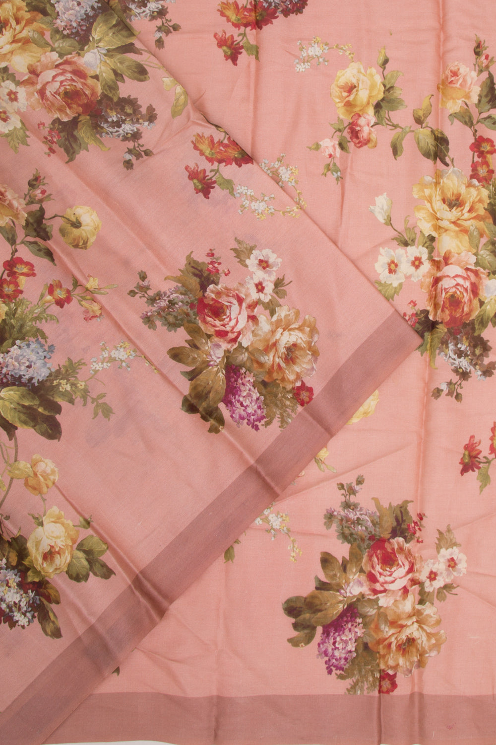 Tussar Floral Printed Peach Saree
