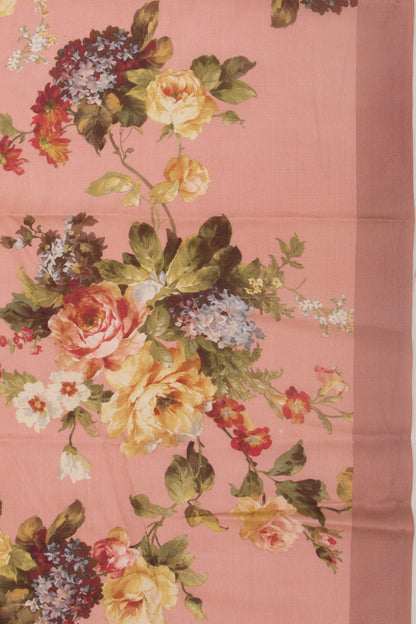 Tussar Floral Printed Peach Saree