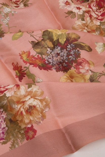 Tussar Floral Printed Peach Saree