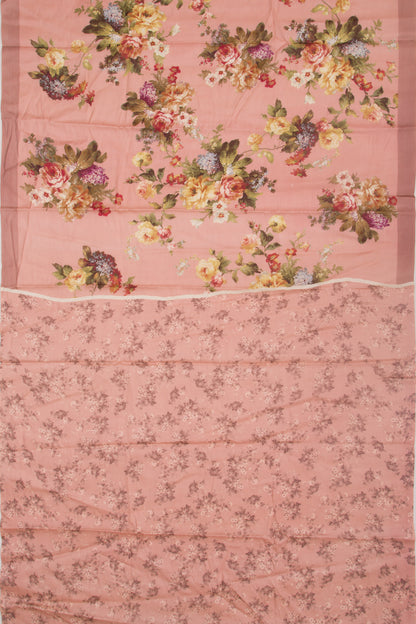 Tussar Floral Printed Peach Saree