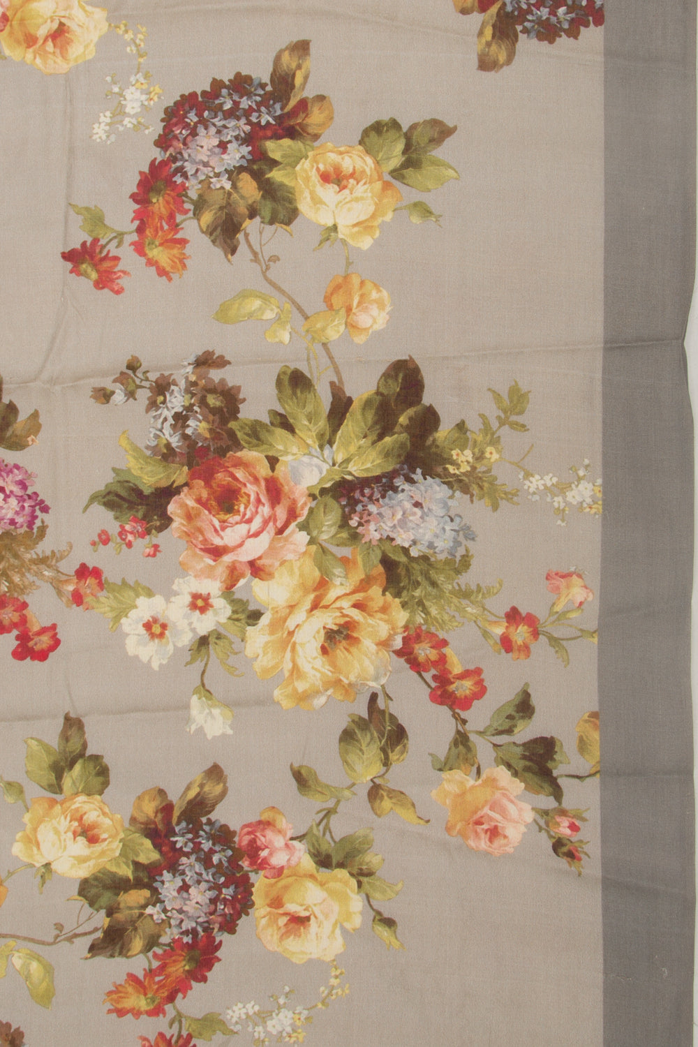Tussar Floral Printed Grey Saree