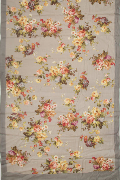 Tussar Floral Printed Grey Saree