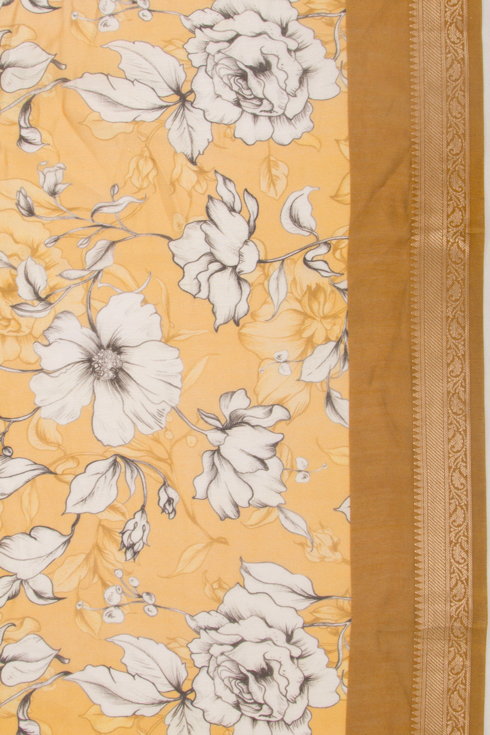 Chanderi Silk Floral Printed Yellow Saree