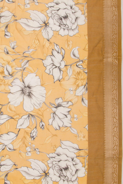 Chanderi Silk Floral Printed Yellow Saree