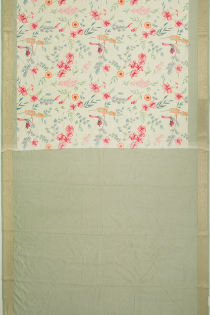 Chanderi Silk Floral Printed Pastel Green Saree