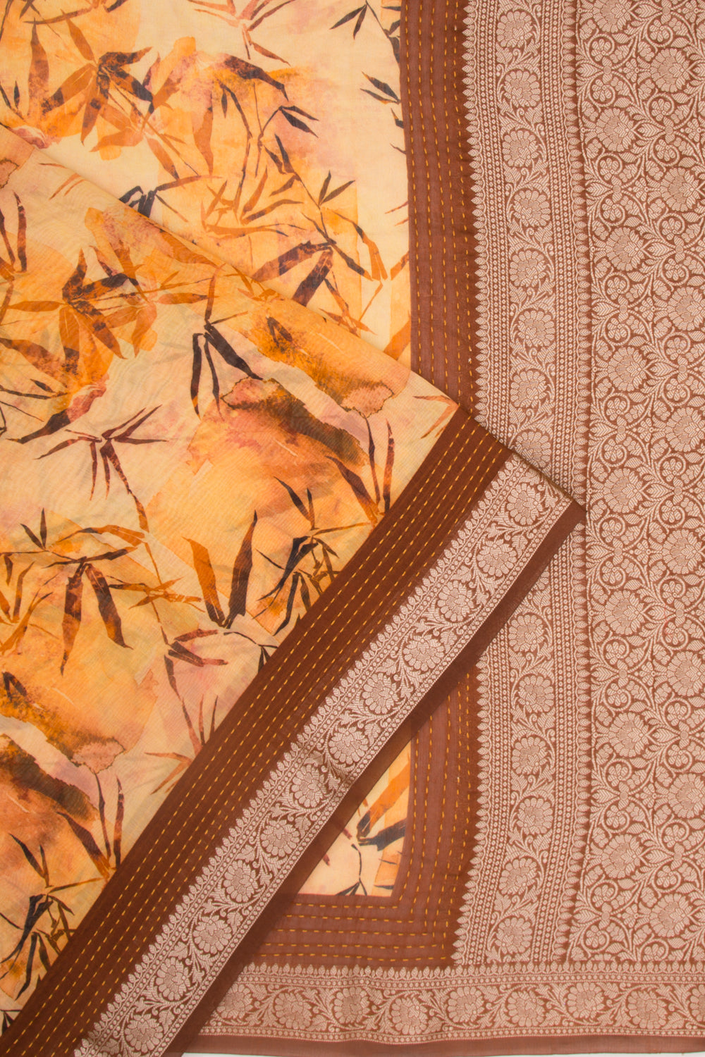 Chanderi Silk Floral Printed Yellow Saree