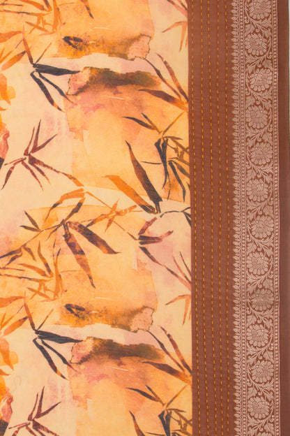 Chanderi Silk Floral Printed Yellow Saree