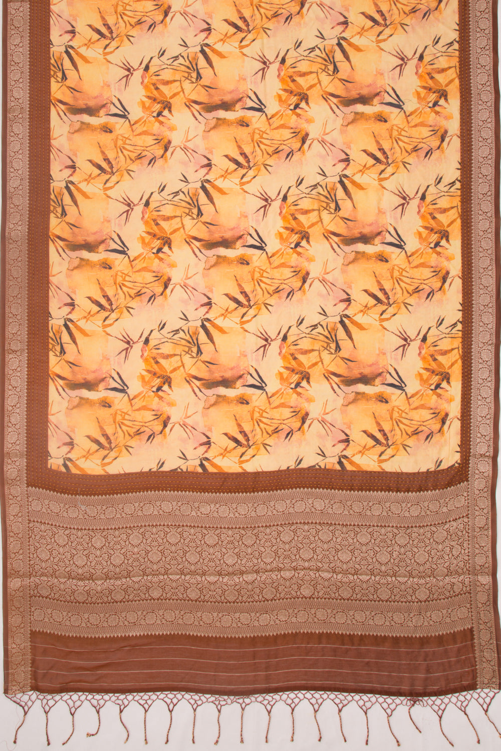 Chanderi Silk Floral Printed Yellow Saree