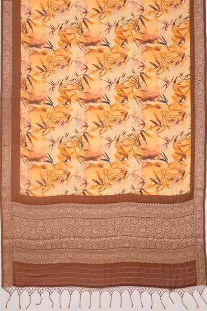 Chanderi Silk Floral Printed Yellow Saree