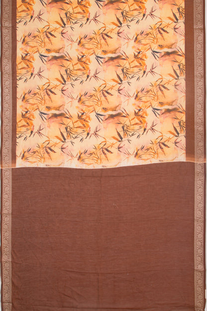 Chanderi Silk Floral Printed Yellow Saree