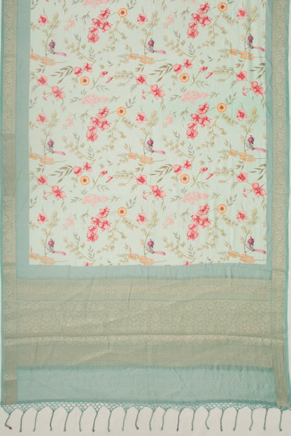 Chanderi Silk Floral Printed Pastel Green Saree