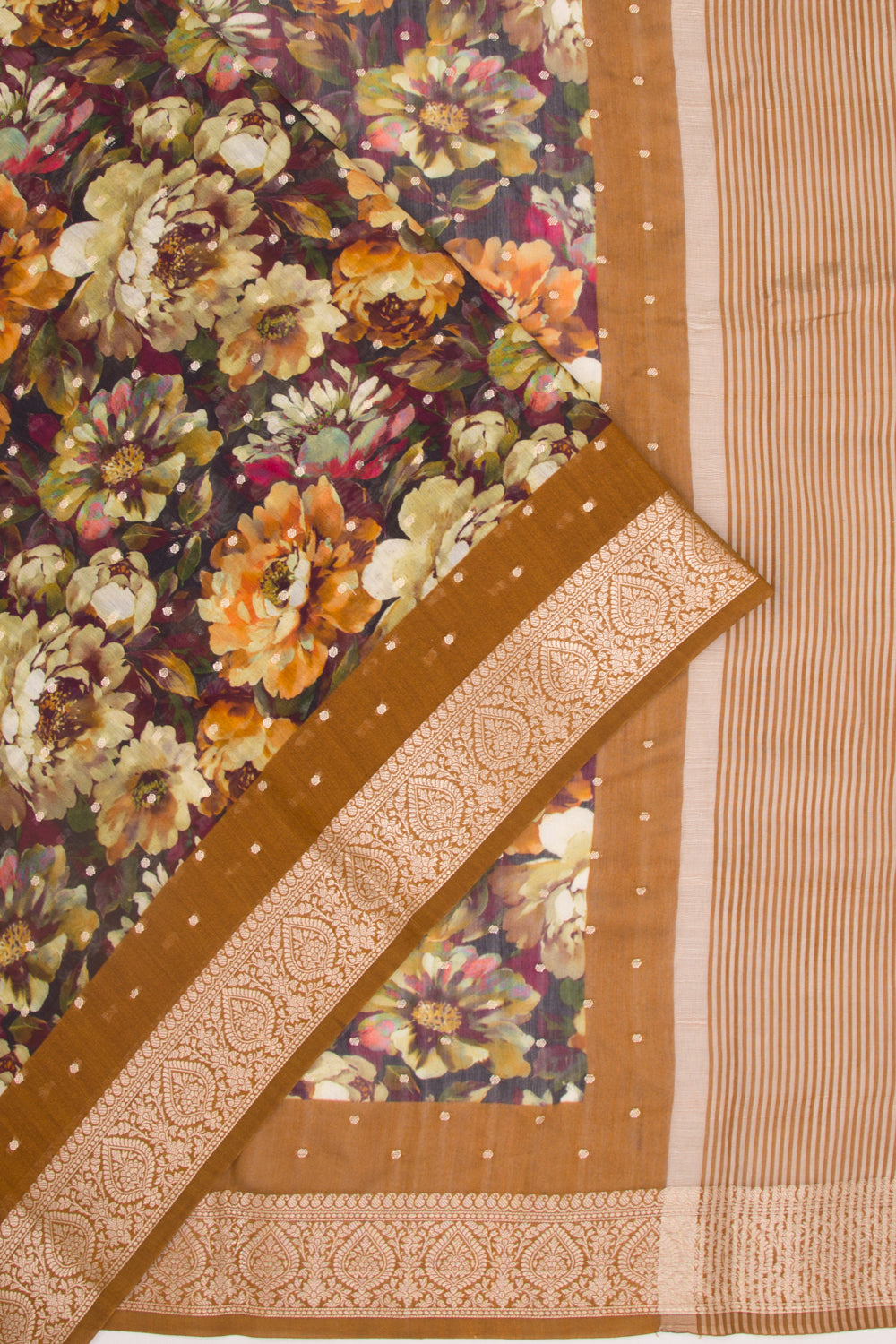 Chanderi Silk Floral Printed And Butta Multicolour Saree