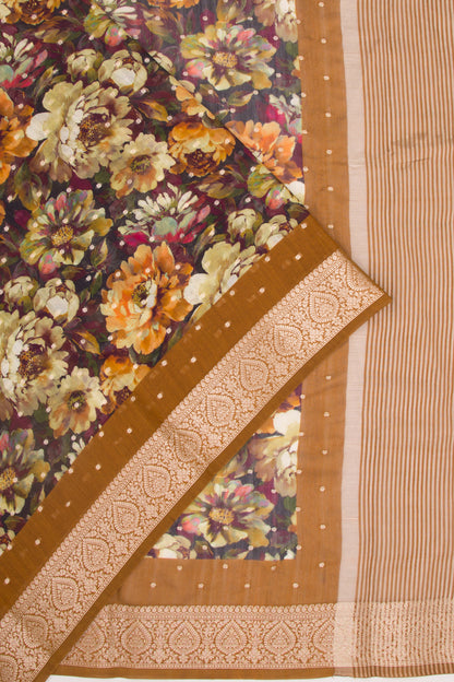 Chanderi Silk Floral Printed And Butta Multicolour Saree
