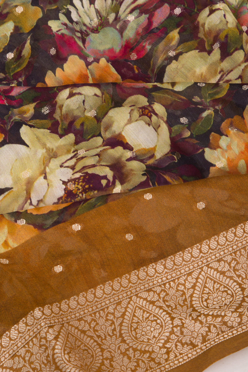 Chanderi Silk Floral Printed And Butta Multicolour Saree