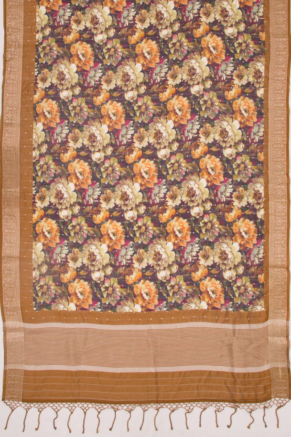 Chanderi Silk Floral Printed And Butta Multicolour Saree