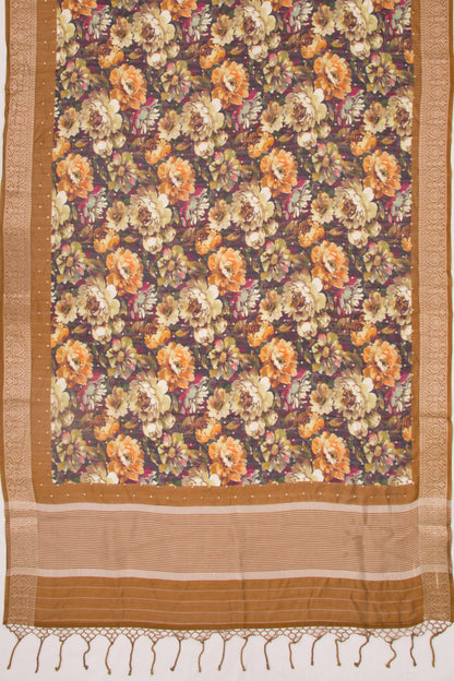 Chanderi Silk Floral Printed And Butta Multicolour Saree
