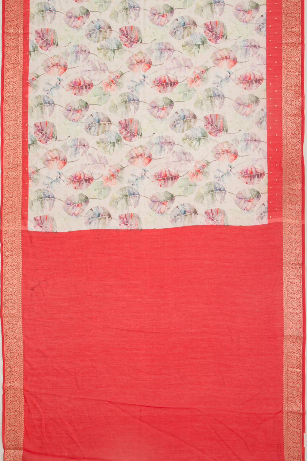 Chanderi Silk Floral Printed And Butta White Saree