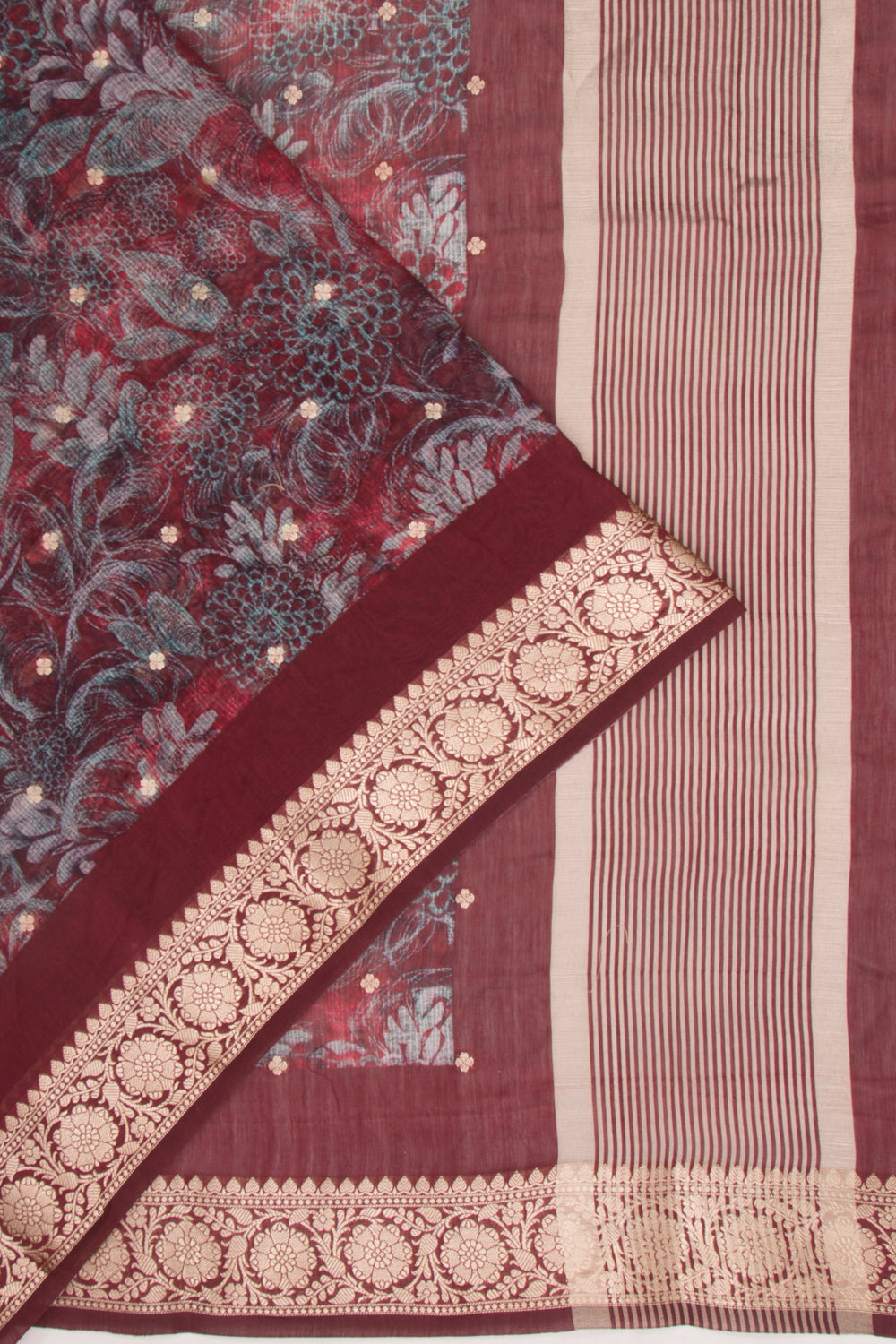 Chanderi Silk Floral Printed And Butta Purple Saree