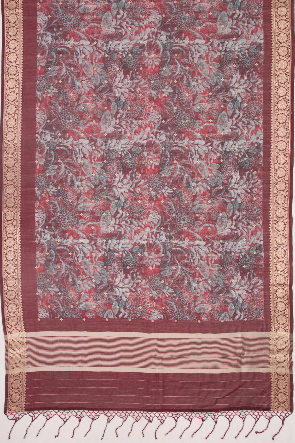 Chanderi Silk Floral Printed And Butta Purple Saree